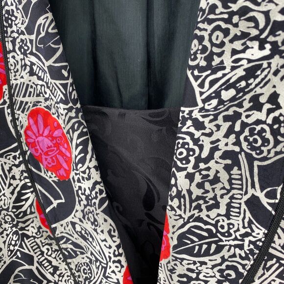 ST. GILLIAN Blazer 14 Silks Abstract Floral Faux Cami Button Front Black Red Vtg - Picture 10 of 16